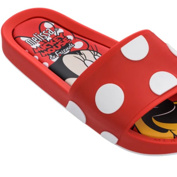 Melissa Shoes - Melissa Beach Slide + Mickey and Friends - Red Off-White